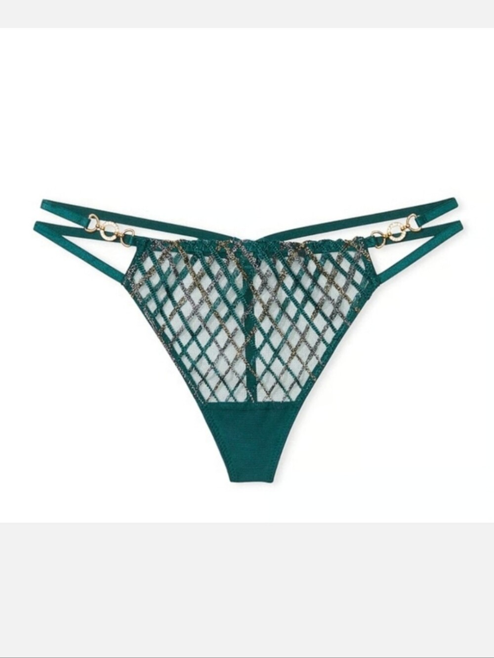 Victoria's secret very sexy shimmer embroidery strappy thong panty MEDIUM